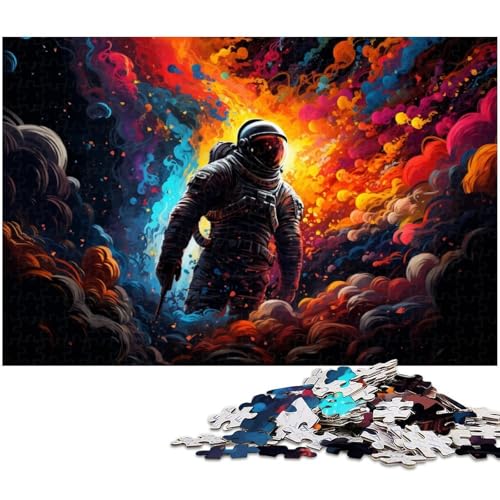 1000 teiliges Puzzle für Erwachsene Astronaut im farbenfrohen Universum Puzzle für Lernspiele Herausforderung Spielzeug Kunstwerk Geschenk 1000 Teile (75 x 50 cm) von zouxangzz