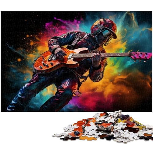 1000 teiliges Puzzle für Erwachsene Astronaut spielt Gitarre Puzzle für Lernspiele Herausforderung Spielzeug Kunstwerk Geschenk 1000 Teile (38 x 26 cm) von zouxangzz