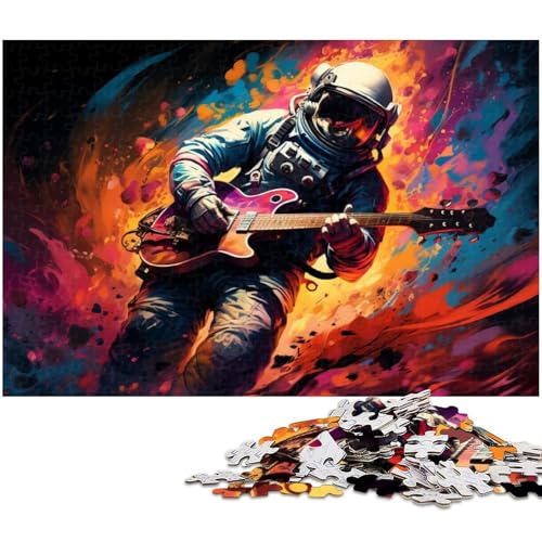 1000 teiliges Puzzle für Erwachsene Astronaut spielt Gitarre Puzzles für Erwachsene und Kinder Papierpuzzle tolles Geschenk 1000 Teile (38 x 26 cm) von zouxangzz