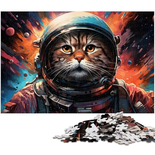 1000 teiliges Puzzle für Erwachsene Astronauten Weltraumkatze Puzzles für Erwachsene und Kinder Holzpuzzle tolles Geschenk 1000 Teile (75 x 50 cm) von zouxangzz