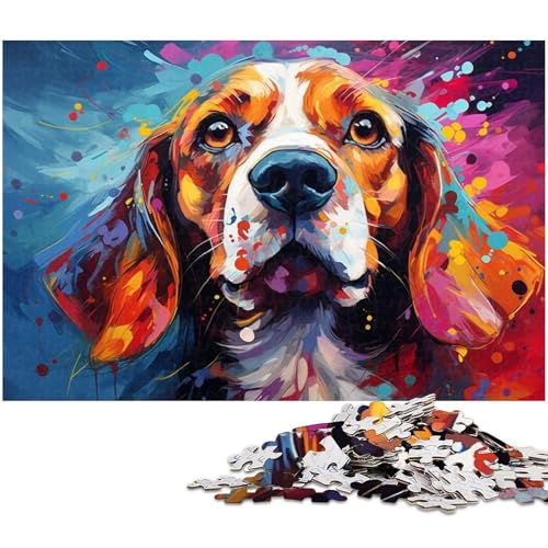 1000 teiliges Puzzle für Erwachsene Beagle Puzzle Kunstwerk für Teenager ab 14 Jahren 1000 Teile (38 x 26 cm) von zouxangzz