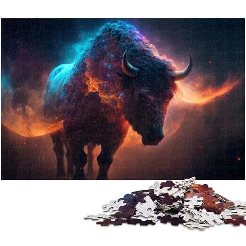 1000 teiliges Puzzle für Erwachsene Bison EIN Kunstwerk für Teenager ab 14 Jahren (Größe 75 x 50 cm) von zouxangzz