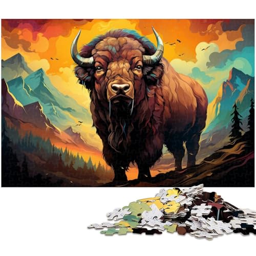 1000 teiliges Puzzle für Erwachsene Bison Puzzle Lernspiel Herausforderung Spielzeug Kunstwerk Geschenk 1000 Teile (75 x 50 cm) von zouxangzz