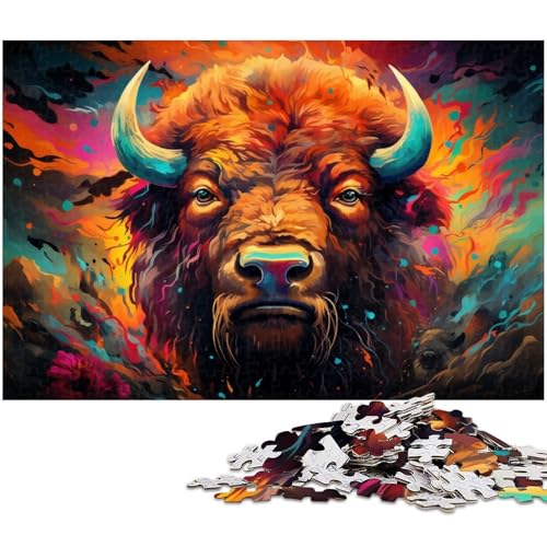 1000 teiliges Puzzle für Erwachsene Bison Puzzle Lernspiel Herausforderung Spielzeug Kunstwerk Geschenk 1000 Teile (75 x 50 cm) von zouxangzz