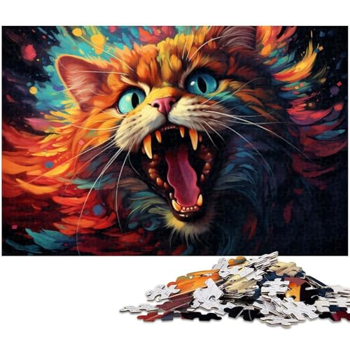 1000 teiliges Puzzle für Erwachsene Bizarre Fantasie Katzen Puzzles Holzpuzzle Lernspielzeug 1000 Teile (75 x 50 cm) von zouxangzz