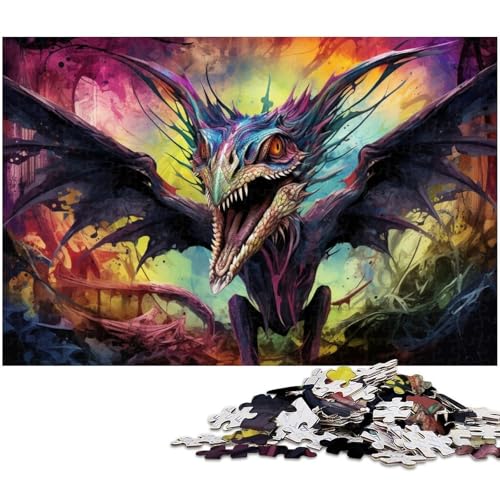 1000 teiliges Puzzle für Erwachsene Brutaler Flugsaurier Holzpuzzle Lernspielzeug 1000 Teile (75 x 50 cm) von zouxangzz