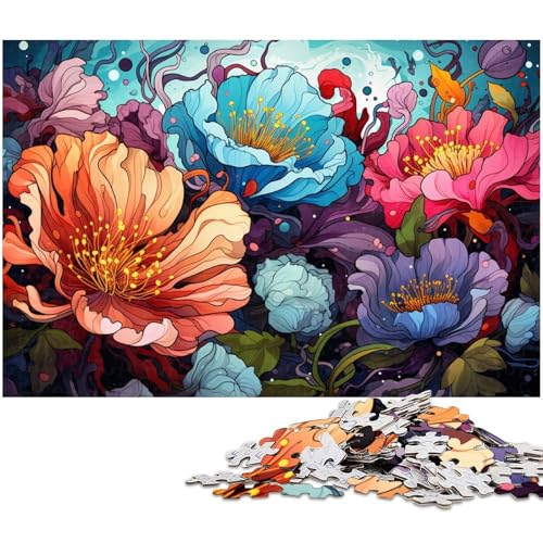 1000 teiliges Puzzle für Erwachsene Bunte Blumen EIN Kunstwerk für Teenager ab 14 Jahren 1000 Teile (75 x 50 cm) von zouxangzz