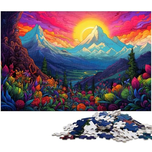 1000 teiliges Puzzle für Erwachsene Bunte Blumen und Berge Puzzle als Geschenk Familienspiel Stressabbau schwieriges Herausforderungspuzzle 1000 Teile (75 x 50 cm) von zouxangzz