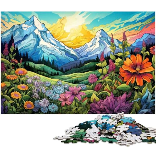 1000 teiliges Puzzle für Erwachsene Bunte Blumen und Berge Puzzle für Lernspiele Herausforderung Spielzeug Kunstwerk Geschenk 1000 PCS (75 x 50 cm) von zouxangzz