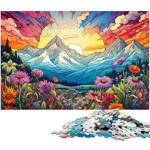 1000 teiliges Puzzle für Erwachsene Bunte Blumen und Berge Puzzle für Lernspiele Herausforderung Spielzeug Kunstwerk Geschenk 1000 Teile (38 x 26 cm) von zouxangzz