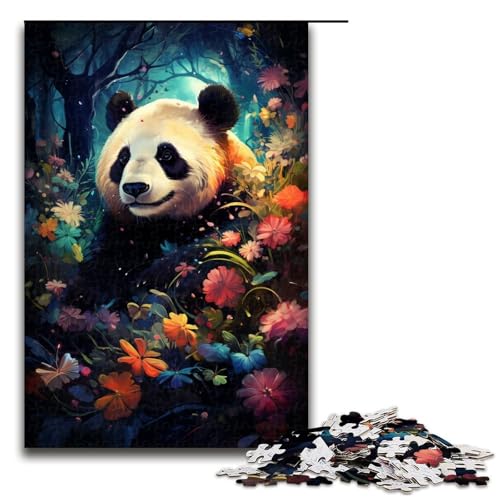 1000 teiliges Puzzle für Erwachsene Bunte Blumen und Panda Puzzle praktisches Spiel 75 x 50 cm von zouxangzz