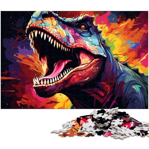 1000 teiliges Puzzle für Erwachsene Bunte Dinosaurier Puzzles Holzpuzzle Lernspielzeug 1000 Teile (75 x 50 cm) von zouxangzz