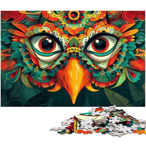 1000 teiliges Puzzle für Erwachsene Bunte Eule EIN Kunstwerk für Teenager ab 14 Jahren (Größe 38 x 26 cm) von zouxangzz