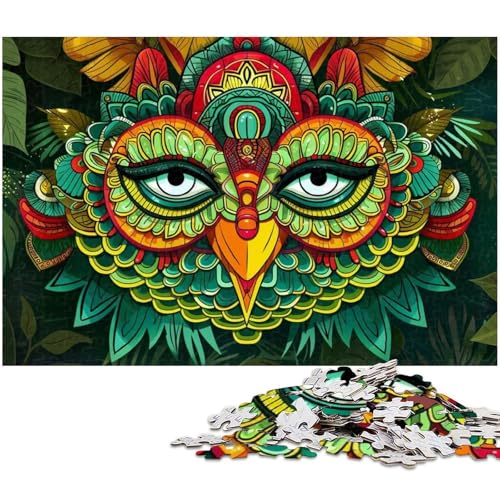 1000 teiliges Puzzle für Erwachsene Bunte Eule EIN Kunstwerk für Teenager ab 14 Jahren (Größe 38 x 26 cm) von zouxangzz