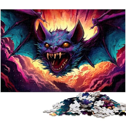 1000 teiliges Puzzle für Erwachsene Bunte Fledermäuse Lernspiel Herausforderung Spielzeug Kunstwerk Geschenk 1000 Teile (38 x 26 cm) von zouxangzz