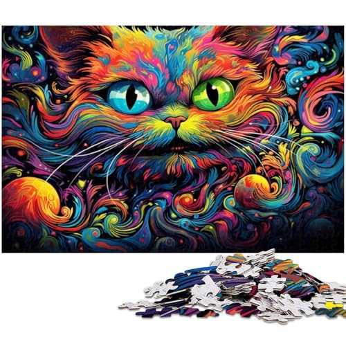 1000 teiliges Puzzle für Erwachsene Bunte Katzen Puzzle für Lernspiele Herausforderung Spielzeug Kunstwerk Geschenk 1000 Teile (38 x 26 cm) von zouxangzz