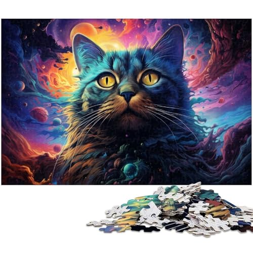 1000 teiliges Puzzle für Erwachsene Bunte Katzen Puzzles für Erwachsene und Kinder Holzpuzzle tolles Geschenk 1000 Teile (75 x 50 cm) von zouxangzz