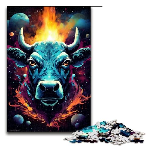 1000 teiliges Puzzle für Erwachsene Bunte Kühe Puzzle für Erwachsene Holzpuzzle anspruchsvolles Spiel 75 x 50 cm von zouxangzz