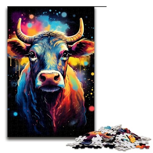 1000 teiliges Puzzle für Erwachsene Bunte Kühe Puzzle für Lernspiele Herausforderung Spielzeug Kunstwerk Geschenk 75 x 50 cm von zouxangzz