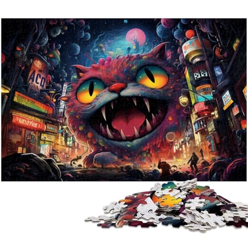 1000 teiliges Puzzle für Erwachsene Bunte Monster in Einer Fantasiestadt Puzzle für Kinder Holzpuzzle Lernspiel für Erwachsene 1000 Teile (75 x 50 cm) von zouxangzz