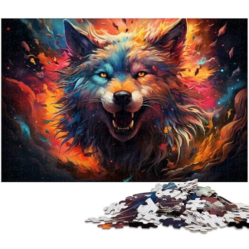 1000 teiliges Puzzle für Erwachsene Bunte Neon Wolf Puzzles für Erwachsene und Kinder Holzpuzzle tolles Geschenk 1000 Teile (75 x 50 cm) von zouxangzz