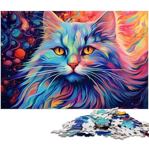 1000 teiliges Puzzle für Erwachsene Bunte Perserkatze Holzpuzzle Lernspielzeug 1000 Teile (75 x 50 cm) von zouxangzz