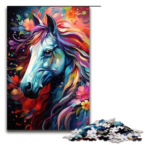 1000 teiliges Puzzle für Erwachsene Bunte Pferde auf dem Planeten Puzzle praktisches Spiel 75 x 50 cm von zouxangzz