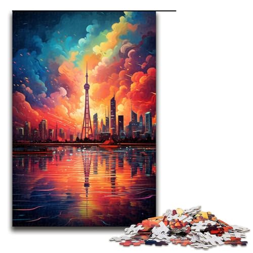 1000 teiliges Puzzle für Erwachsene Bunte Psychedelia in Rotterdam Holzpuzzle Lernspiel für Erwachsene Herausforderungsspielzeug 75 x 50 cm von zouxangzz