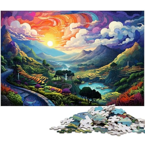 1000 teiliges Puzzle für Erwachsene Bunte Reisterrassen von Banaue Puzzles für Erwachsene und Kinder Holzpuzzle tolles Geschenk 1000 Teile (75 x 50 cm) von zouxangzz