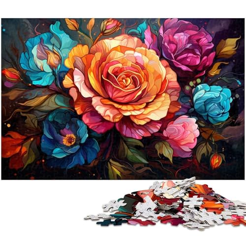 1000 teiliges Puzzle für Erwachsene Bunte Rosen EIN Kunstwerk für Teenager ab 14 Jahren 1000 Teile (75 x 50 cm) von zouxangzz