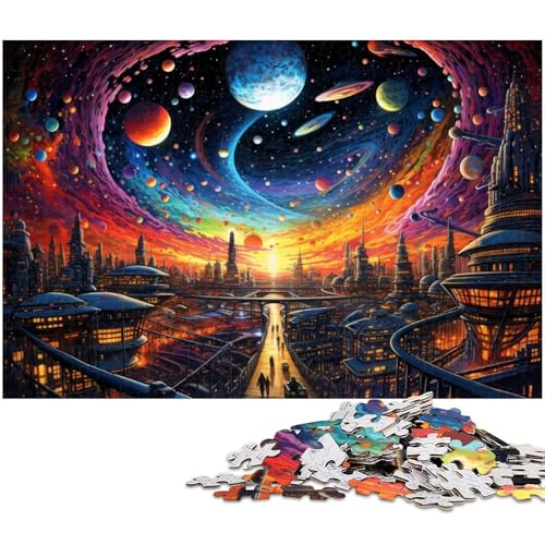 1000 teiliges Puzzle für Erwachsene Bunte Städte auf dem Planeten Puzzle für Lernspiele Herausforderung Spielzeug Kunstwerk Geschenk 1000 Teile (75 x 50 cm) von zouxangzz