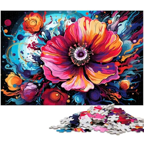 1000 teiliges Puzzle für Erwachsene Bunte psychedelische Blumen Puzzles für Erwachsene und Kinder Holzpuzzle tolles Geschenk 1000 Teile (75 x 50 cm) von zouxangzz