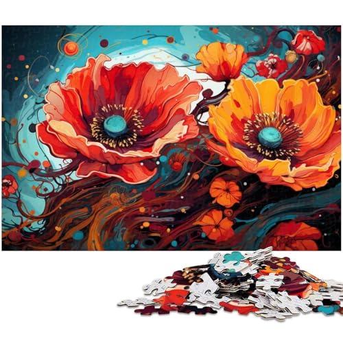 1000 teiliges Puzzle für Erwachsene Bunte psychedelische Blumen Spielzeug intellektuelles Spiel anspruchsvolles Puzzlespiel und Familienspiel 1000 Teile (38 x 26 cm) von zouxangzz
