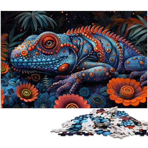 1000 teiliges Puzzle für Erwachsene Chamäleon Puzzle Kunstwerk für Teenager ab 14 Jahren (Größe 75 x 50 cm) von zouxangzz