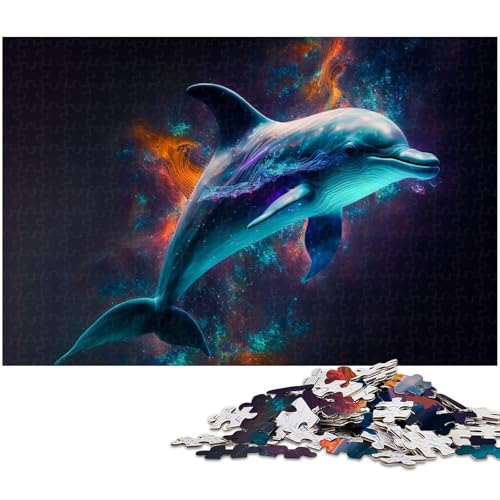 1000 teiliges Puzzle für Erwachsene Delfin Neon Puzzle für Lernspiele Herausforderung Spielzeug Kunstwerk Geschenk (Größe 75 x 50 cm) von zouxangzz