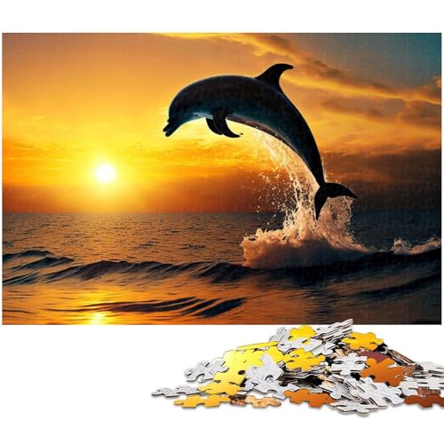1000 teiliges Puzzle für Erwachsene Delfin Surfen EIN Kunstwerk für Teenager ab 14 Jahren (Größe 75 x 50 cm) von zouxangzz