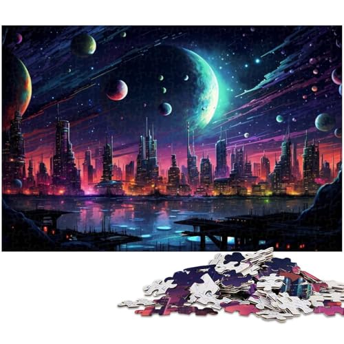 1000 teiliges Puzzle für Erwachsene Die Stadt der Zukunft auf dem Planeten“ Spielzeug Denkspiel anspruchsvolles Puzzlespiel und Familienspiel 1000 Teile (38 x 26 cm) von zouxangzz