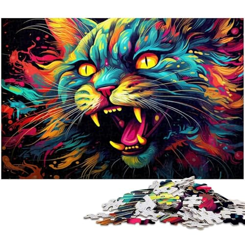 1000 teiliges Puzzle für Erwachsene EIN wütendes Katzenspielzeug Denkspiel anspruchsvolles Puzzlespiel und Familienspiel 1000 Teile (38 x 26 cm) von zouxangzz