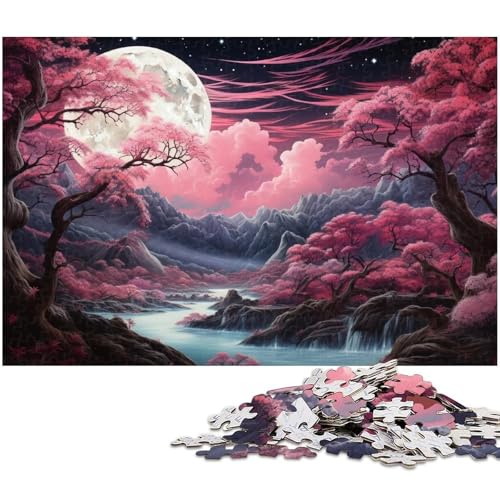 1000 teiliges Puzzle für Erwachsene EIN wunderschönes rosa Waldgemälde Spielzeug Denkspiel anspruchsvolles Puzzlespiel und Familienspiel 1000 Teile (38 x 26 cm) von zouxangzz