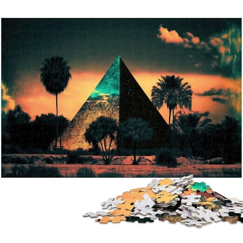 1000 teiliges Puzzle für Erwachsene Eine Pyramide im Neonsand Holzpuzzle Lernspielzeug (Größe 75 x 50 cm) von zouxangzz