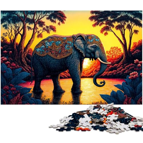 1000 teiliges Puzzle für Erwachsene Elefanten Puzzle Geburtstagsgeschenk für Teenager ab 14 Jahren (Größe 75 x 50 cm) von zouxangzz