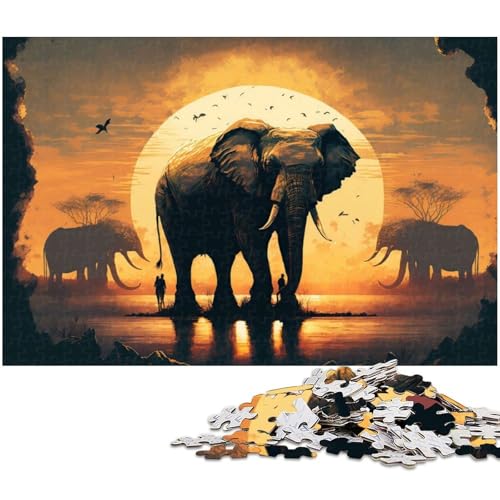 1000 teiliges Puzzle für Erwachsene Elefanten Spielzeug Denkspiel anspruchsvolles Puzzlespiel und Familienspiel (Größe 38 x 26 cm) von zouxangzz