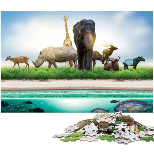 1000 teiliges Puzzle für Erwachsene Elefantentier süßes Puzzle für Lernspiele Herausforderung Spielzeug Kunstwerk Geschenk (Größe 75 x 50 cm) von zouxangzz