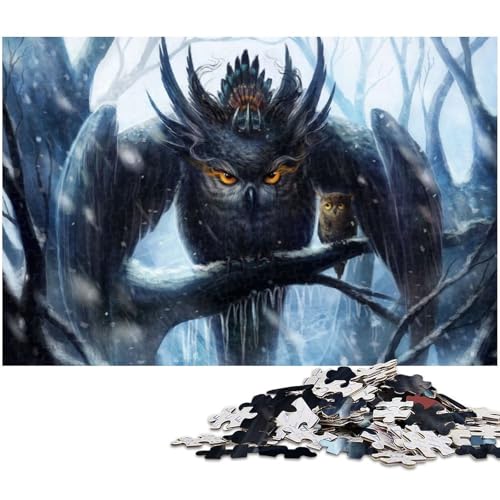 1000 teiliges Puzzle für Erwachsene Eule Tier Unmögliches Puzzle für Teenager ab 14 Jahren 1000 Teile (75 x 50 cm) von zouxangzz