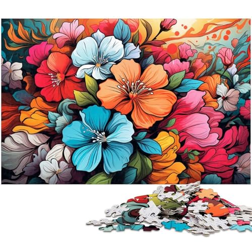 1000 teiliges Puzzle für Erwachsene Fantasie Bunte Blumen Puzzle aus Holz Lernspielzeug 1000 Teile (75 x 50 cm) von zouxangzz