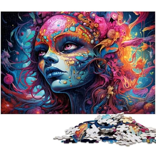 1000 teiliges Puzzle für Erwachsene Fantasie Farbkunst Frau Puzzle für Lernspiele Herausforderung Spielzeug Kunstwerk Geschenk 1000 Teile (38 x 26 cm) von zouxangzz