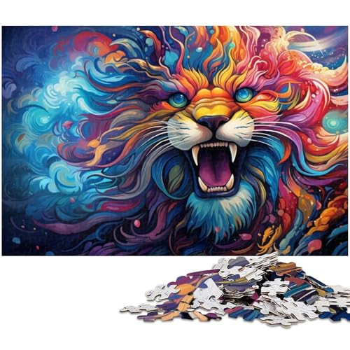 1000 teiliges Puzzle für Erwachsene Fantasie Farblöwe Puzzle aus Papier Lernspielzeug 1000 Teile (38 x 26 cm) von zouxangzz