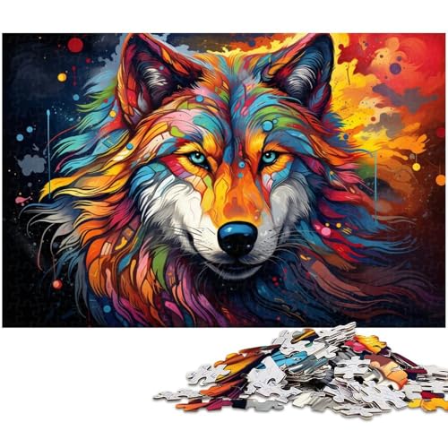 1000 teiliges Puzzle für Erwachsene Fantasie Puzzle mit Buntem Wolf Kunstwerk für Teenager ab 14 Jahren 1000 Teile (75 x 50 cm) von zouxangzz