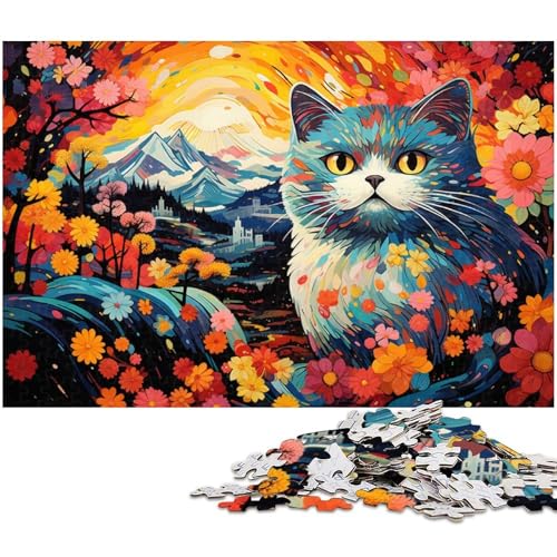 1000 teiliges Puzzle für Erwachsene Fantasie Puzzle mit japanischen farbigen Katzen für Kinder Holzpuzzle Lernspiel für Erwachsene 1000 Teile (75 x 50 cm) von zouxangzz