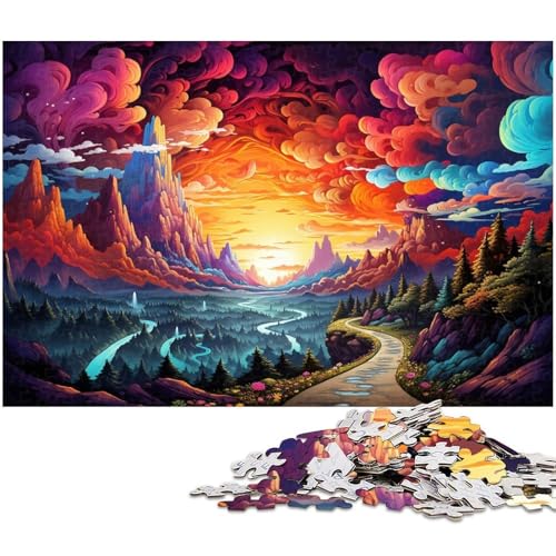 1000 teiliges Puzzle für Erwachsene Fantasie Sonnenuntergangslandschaft Puzzle für Lernspiele Herausforderung Spielzeug Kunstwerk Geschenk 1000 Stück (75 x 50 cm) von zouxangzz